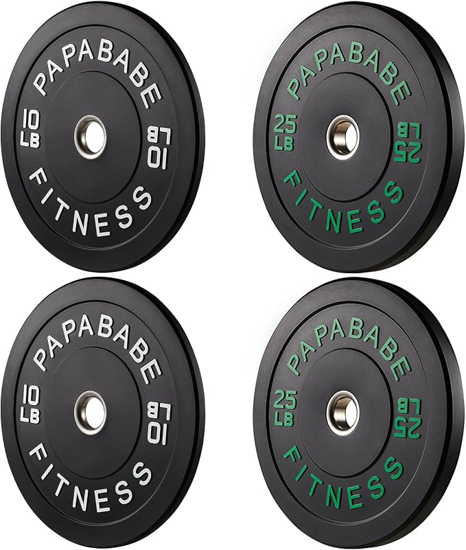 2" Bumper Plates Set Olympic Weight Plates for Barbell Strength Training | Papababe 2Inch Weights Plates Set, Floor Protective Plates, 20-600lbs Rubber Bumper Plates for Weightlifting, Bench Press