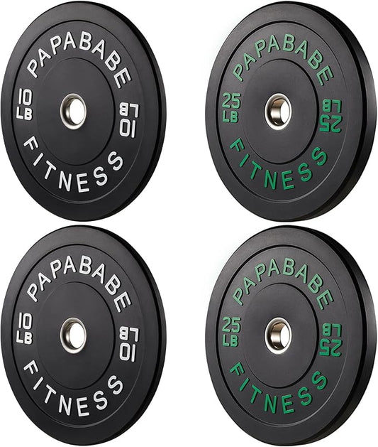 2" Bumper Plates Set Olympic Weight Plates for Barbell Strength Training | Papababe 2Inch Weights Plates Set, Floor Protective Plates, 20-600lbs Rubber Bumper Plates for Weightlifting, Bench Press