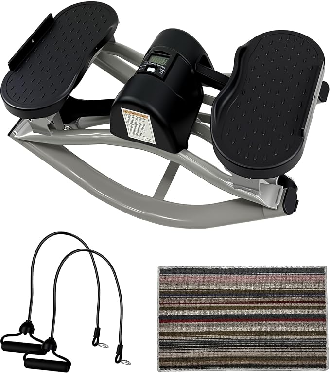 Rock Stepper Machine 3D Lateral Rocking Fitness Stepper | 300lb Weight Capacity, Resistance Bands & LCD Monitor,for Home Workout