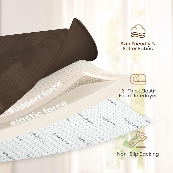 Huloo Sleep Baby Play Mat for Floor,1.3" Thick Elasti-Foam 50"×50" Playpen Mat for Tummy Time,Water Repellent Soft Coral Velvet for Toddler,Infant,Kids,Non-Slip Backing Safe for Crawling(Dark Brown)