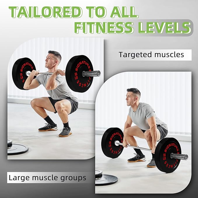 Fitvids 2-Inch Olympic Rubber Weight Plates Sets, Bumper Plates Set Barbell for Strength Training, 160-370 Lbs Multiple Options