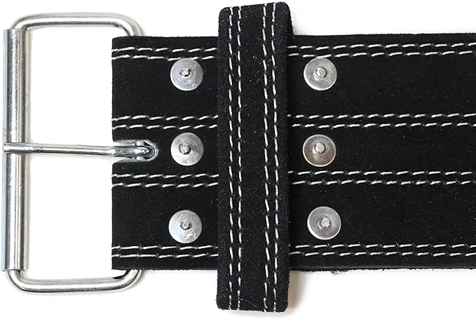 Leather Weight Lifting Belt For Powerlifting & Exercise Belt (4" Wide & 10MM Thick, Single Prong, Large)