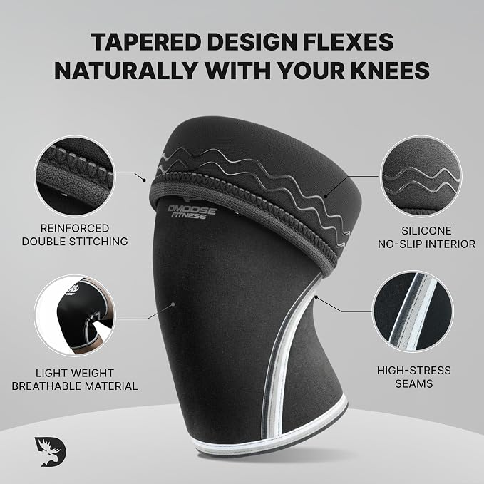 DMoose Fitness Knee Sleeves for Weightlifting (Pair) 78" Knee Wraps for Squats, Powerlifting & Joint Stability