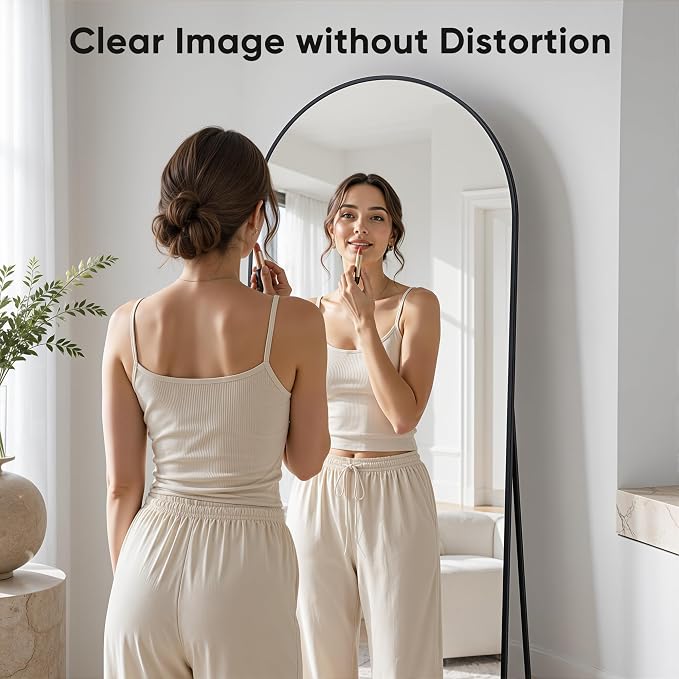 Full Length Mirror, 71"x32"Arched Floor Mirror Freestanding, Floor Standing Full Body Mirror with Stand for Bedroom, Hanging Mounted for Living Room Cloakroom