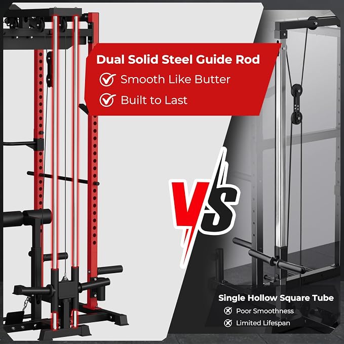Mikolo F4 2.0 Power Cage with Dual-Track Smooth Pulley System, 1200LBS Power Rack with Leg Hold-Down for Heavy LAT Pulldowns