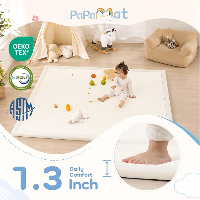 1.3" Thick Baby Play Mat for Floor,39x59 Memory Foam Tummy Time Mat | Ultra Soft Playmat for Baby,Tummy Time Foam Mats,Cushioned for Infant,Kids and Toddler Crawling,Easy Care
