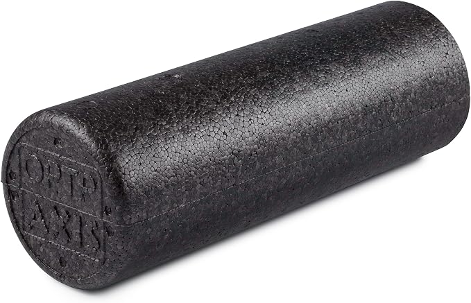 OPTP AXIS Firm Density Foam Roller – Round, Black, 18"L X 6" | High density firm foam roller for physical therapy, yoga, Pilates, fitness exercise & sports training, Heat-molded EPP foam