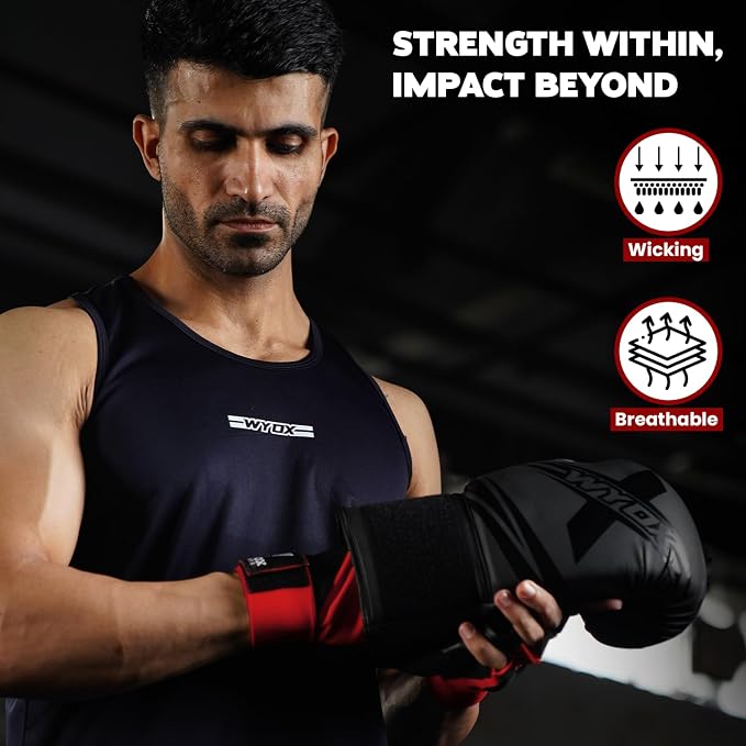 WYOX Neoprene Gel Boxing Hand Wraps Inner Gloves for Men & Women – 80cm/31in Quick Wrist Strap, Padded Knuckle Protection, Fingerless MMA Muay Thai Kickboxing Wraps for Training & Martial Arts