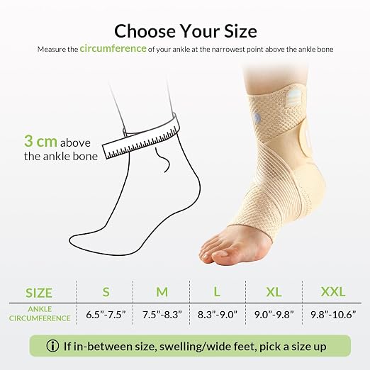 ZOELION Ankle Brace Compression Support with Removable Fishnet Strap, 3D Knit Plantar Fasciitis Relief Achilles Tendonitis Brace, Ankle Compression Sleeve for Pain Relief & Injury Healing, Beige/XL