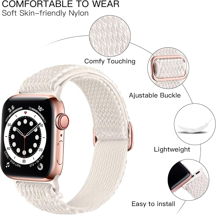 Lerobo Stretchy Nylon Solo Loop Band, Compatible with Apple Watch Series 11 10 9 8 7 6 5 4 3 SE3/2/1 Ultra3/2/1, Adjustable Strap for iwatch Band 44mm 45mm 46mm 49mm 42mm 40mm 41mm 38mm for Women Men