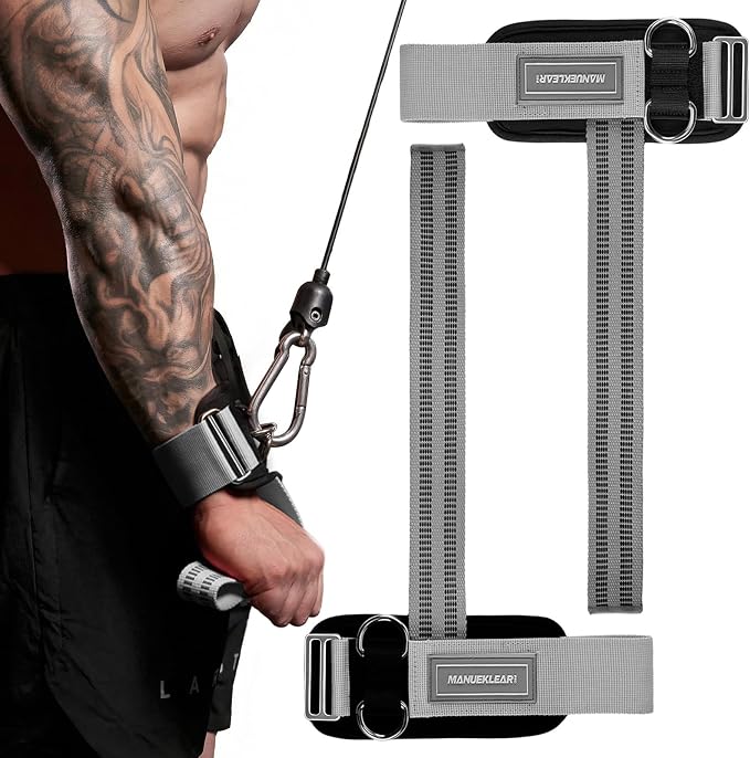 M MANUEKLEAR Wrist Straps for Weightlifting, Gym Lifting Straps with D Rings for Cable Machine,Weight Lifting Wrist Wraps for Men Women