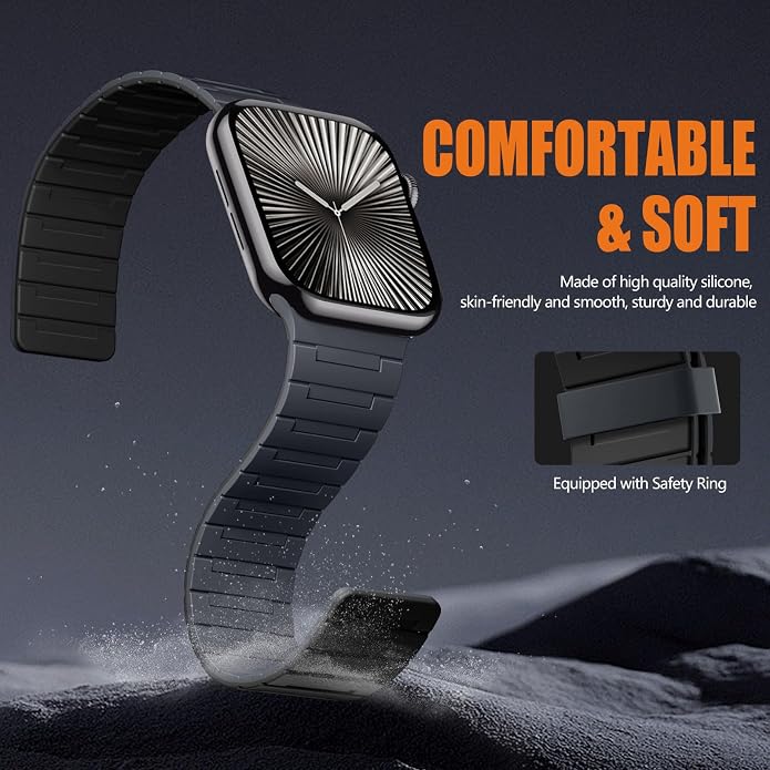 SNBLK Magnetic Watchband Compatible with Apple Watch for Men 44mm 45mm 46mm 49mm 42mm 41mm 40mm 38mm Women, Silicone Sport Strong Magnet Strap for iWatch Series 11 Ultra 3 Ultra 2 Se 10 9 8 7 6 5 4 1
