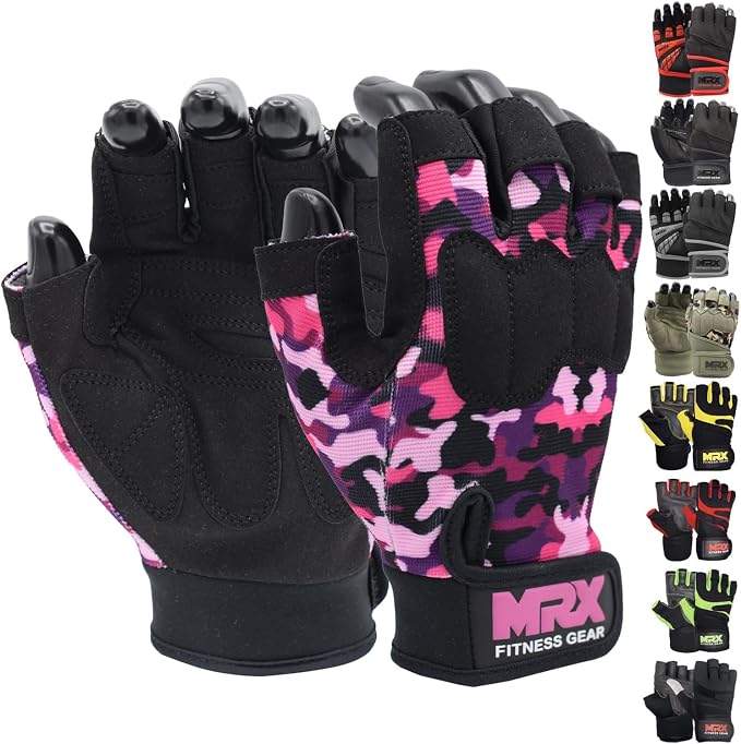 MRX Weightlifting Gloves for Men Workout Gloves Mens Wrist Support Lifting Gloves Male Gym Gloves | Workout Gym Accessories for Men Weight Lifting Fingerless Gym Exercise for Powerlifting