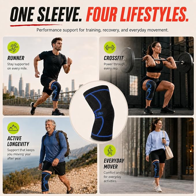 Knee Brace for Men and Women Knee Compression Sleeve Knee Support Wraps for Arthritis Joint Pain Relief, Workout, Swelling, Sports, Circulation, Running, Recovery for ACL & Meniscus Tear