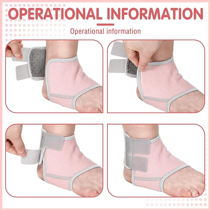 Tarpop 2 Pairs Kids Ankle Brace Set Foot Support Stabilizer Wraps Protector Guard Knitted Ankle Sleeve Sock Support Compression Socks for Injury Prevention(Pale Pink,Large)