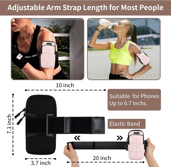 Prime Comfort Phone Holder, Arm Bands for Workout, Use for Running, Walking, Hiking & Biking (Pink)
