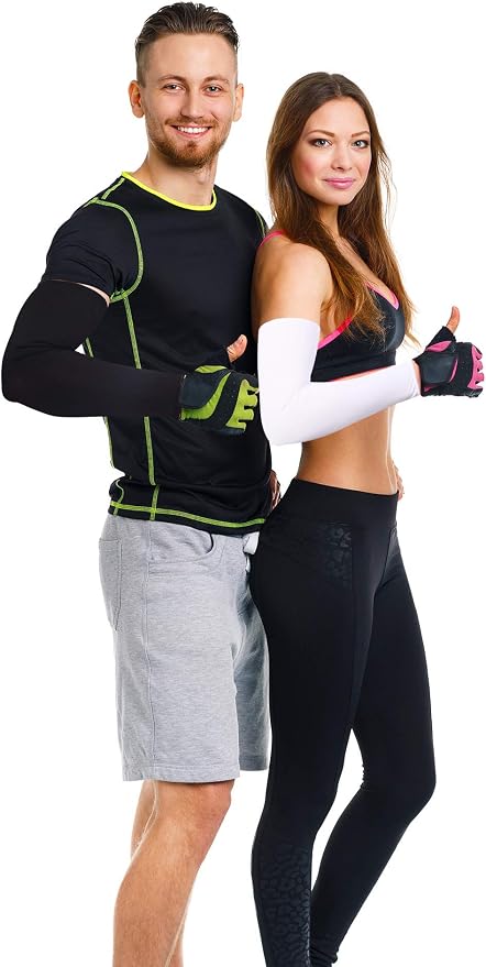 Mudder 8 Pairs UV Sun Protection Cooling Arm Sleeves for Men Women Youth Silk Compression Arm Cover Breathable Outdoors Sport