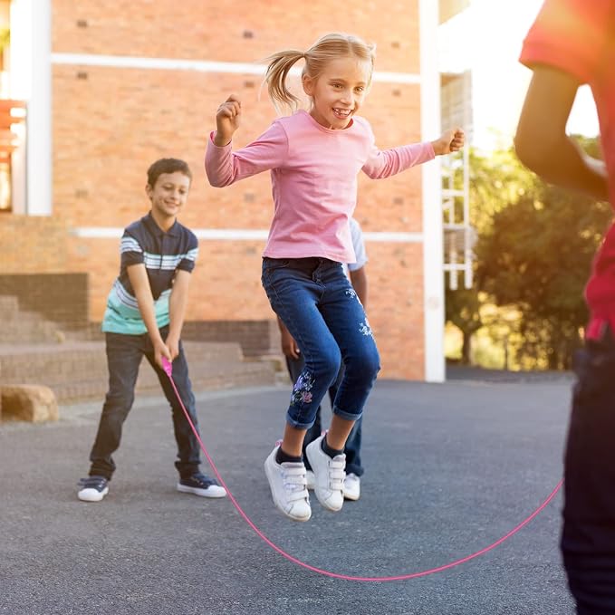 Elcoho 96 Packs Jump Rope Set, 7.3 Feet Adjustable Skipping Rope, Colorful Outdoor Jump Ropes for Outdoor Activity Birthday Party Favors