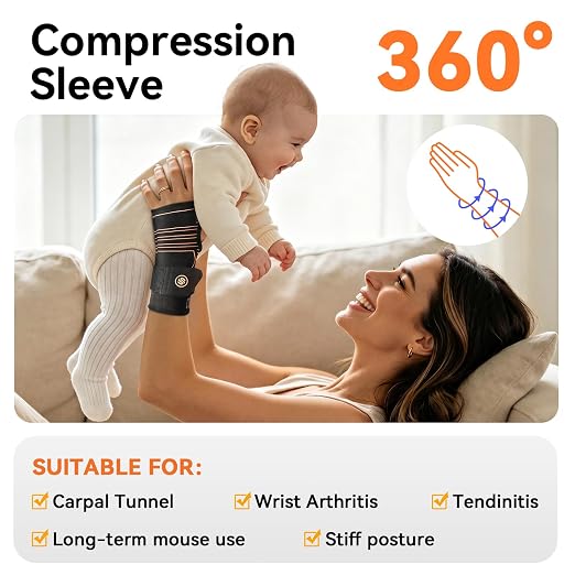 Copper Ultra-Light Wrist Compression Sleeve for Women and Men, 1 Pack | Carpal Tunnel Wrist Brace for Night Support & Work, Hand Brace for Tendonitis & Arthritis Relief, Fits Right or Left Hand