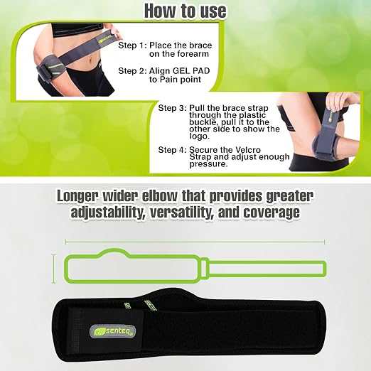 Elbow Brace Support Strap - Forearm Compression Sleeve, Tennis Elbow Brace for Men and Women, Fit Wrap Band for Weightlifting, Tennis, Golf Pressure Relief & Sports Injury Recovery, 1ct, XL