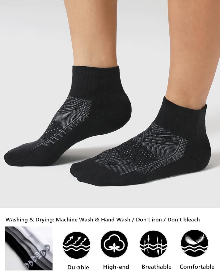 CS CELERSPORT 6 Pairs Women's Running Ankle Socks Athletic Sport Socks Cushioned