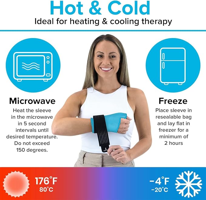 Arctic Flex Wrist & Thumb Ice Pack Wrap - Extra Strength Hot & Cold Therapy | Reusable Hand Freeze Sleeve - for Arthritis, Carpal Tunnel, Surgery, & Pain Relief (Fits Left & Right)