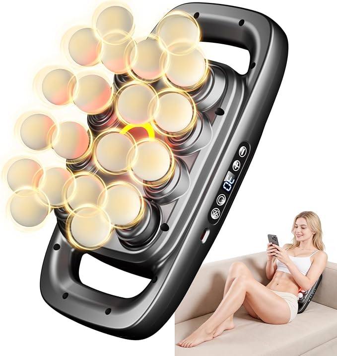 KOOTLEE 20-Head Deep Tissue Massage Gun, Quiet Percussion Back & Neck Massager with 3 Modes & 30 Intensity Levels, Handheld Muscle Massager for Shoulders, Legs, Waist & Full Body Pain Relief