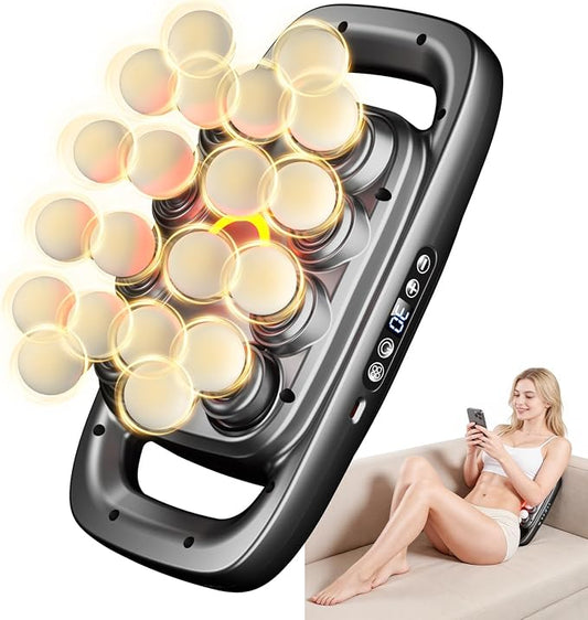 KOOTLEE 20-Head Deep Tissue Massage Gun, Quiet Percussion Back & Neck Massager with 3 Modes & 30 Intensity Levels, Handheld Muscle Massager for Shoulders, Legs, Waist & Full Body Pain Relief