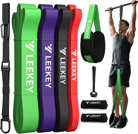 LEEKEY Pull Up Assistance Bands,Muit Levels Resistance Bands for Senior/Adults,Exercise Bands with Door Anchor, Strength Bands for Fitness Training, Physical Therapy,Home Gym Workouts