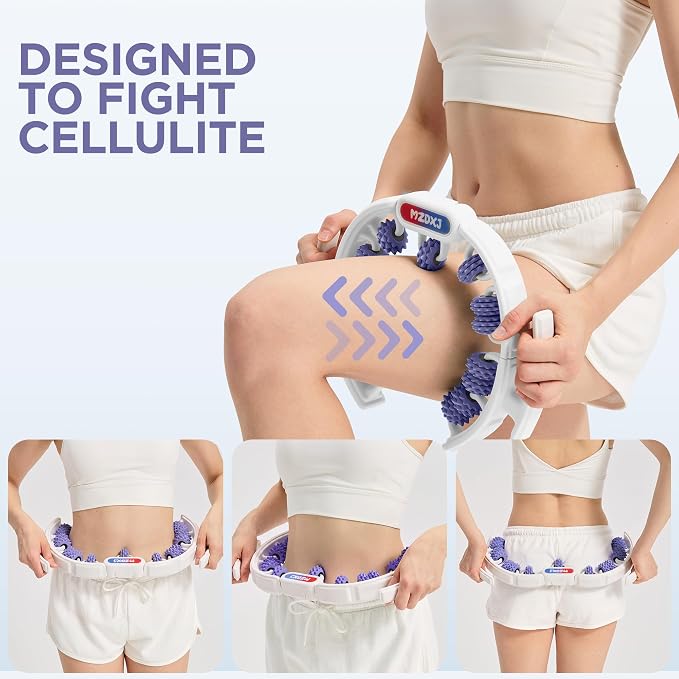 Cellulite Massage Tool, Anti-Cellulite Roller- Lymphatic Drainage Massager - Muscle Roller, Deep Fascia Massage, Dimpled Skin Removal, Legs/Thighs/Buttocks (15 Wheel - Purple)