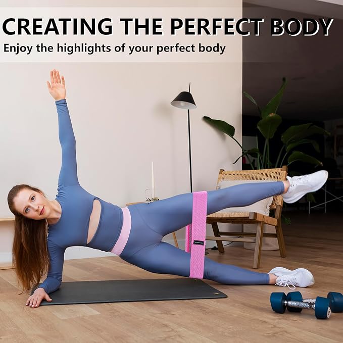 Exercise Bands, 3 Levels Fabric Resistance Bands for Working Out, Workout Bands Resistance for Women & Men, Multi-Colored Fabric Booty Bands for Leg Strength Training, Rehab, Yoga