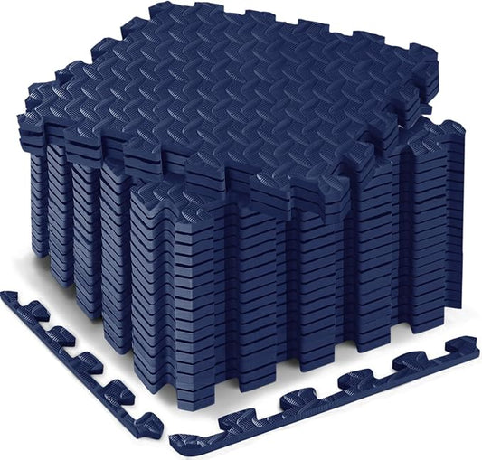 18pcs Puzzle Exercise Mat, 12.6"x12.6"x0.4", 18sqft EVA Interlocking Foam Floor Tiles, Protective, Water-Resistant Flooring for Home Gym & Workout Equipment