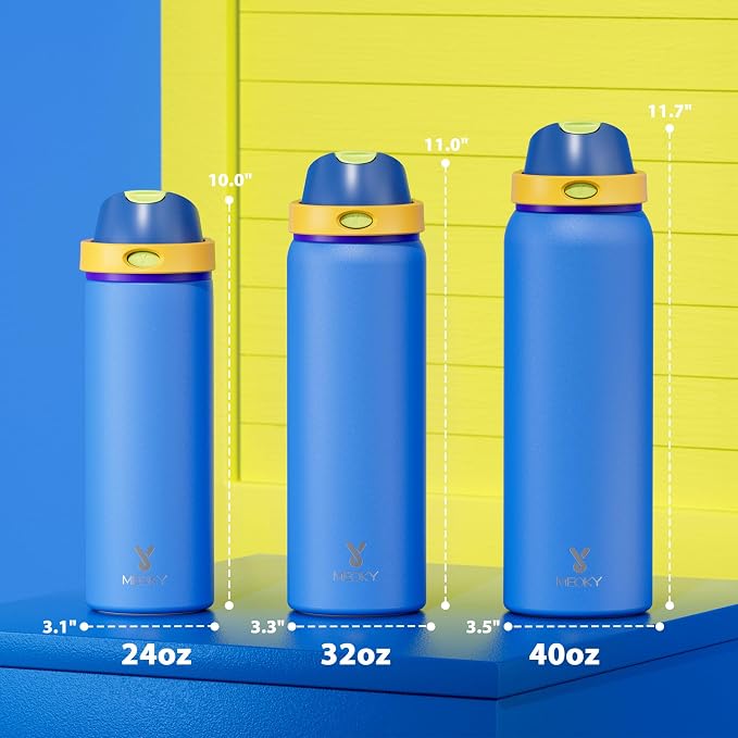 Meoky 24 oz Insulated Water Bottle for Men Stainless Steel Water Bottle with 2-in-1 Straw and Spout Lid - Leak Proof, Cold for 24 Hours, Fits in Car Cup Holder, BPA-Free for Sports Travel, Sapphire