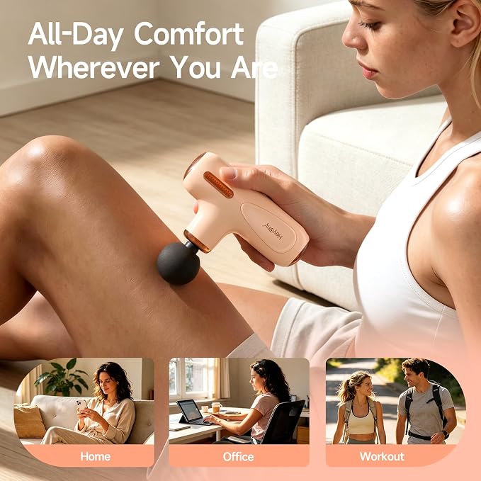 Mini Massage Gun Deep Tissue, Portable Muscle Massager, FSA Eligible | Quiet Operation, 4 Heads, Men Women Athletes Back Neck Shoulder Muscle Care