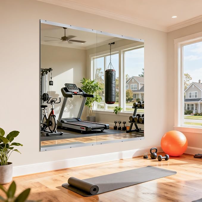 72''x36'' Exercise Mirror for Home Gym Full Length, Garage Gym Wall Mirror, Large Workout Mirrors Frameless Tempered Glass for Gym, Yoga, Bedroom, Dance Studio, Living Room