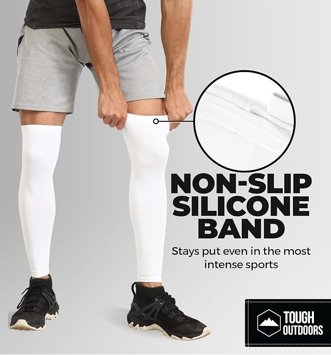 Tough Outdoors Leg Compression Sleeve - Leg Sleeves for Men & Women - Compression Calf Sleeves - Basketball Football Cycling