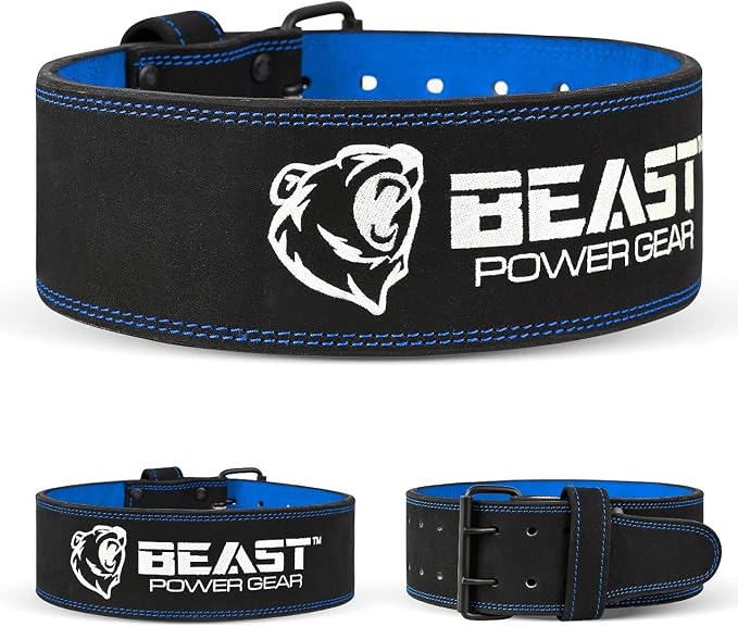 Beast Power Gear Weight Lifting Belts - Free Strap 4” Wide 10mm Thick for Weightlifting Bodybuilding Powerlifting Belt Superior Back Support Gym Belts for Men Women
