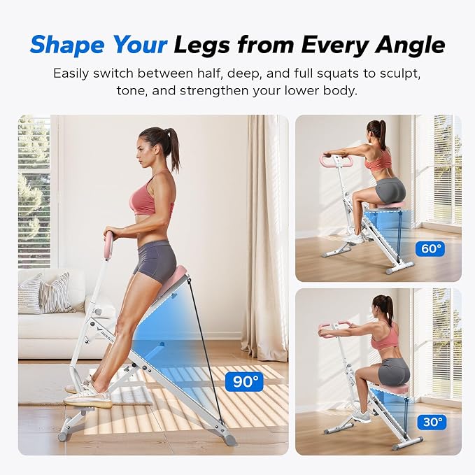 Squat Machine, MERACH R07 2 in 1 Squat Rowing Machine, Easy Setup & Foldable Exercise Equipment, Glute Trainer Machine, Glutes & Leg Home Workout Machine