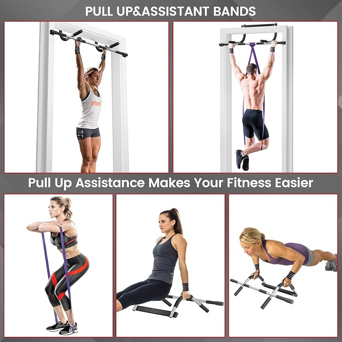 TOPOKO Pull Up Bar for Doorway, Heavy Duty Chin Up Station for Home Gym, Multi-Grip or Adjustable Door Frame Exercise Equipment for Upper Body Strength Training