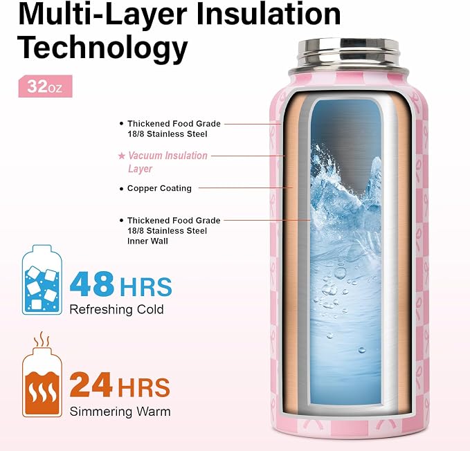DYSANKY Water Bottle Gift– Insulated Stainless Steel Bottle with Carrier Bag, Strap & Gift Box– Ideal for Hiking, Camping & Travel, BPA-Free, 32 oz