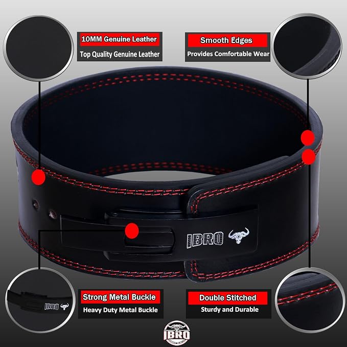 IBRO Powerlifting Lever Gym Belt – Power 8MM, 10MM or 13MM Extreme Heavy Duty Genuine Leather Belts - Squats Deadlifts Bodybuilding Weight Lifting IPF Power Lifting Strongman for Men