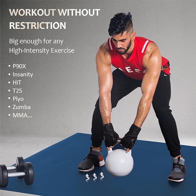 GXMMAT Large Exercise Mat 6'x4'/6'x5'/6'x6'(7mm), Thick Workout Mats for Home Gym Flooring, Extra Wide Non-Slip Durable Cardio Mat, Shoe Friendly, Perfect for Plyo, MMA, Jump Rope, Weights, Fitness