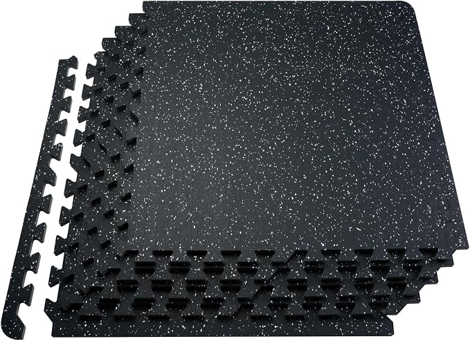 VEVOR 0.56Inch 48sq.ft 12 Tiles Gym Flooring for Home Gym, Rubber Top with High Density EVA Foam, 24 x 24In Gym Floor Exercise Equipment Mats, Interlocking Gym Mats, Puzzle Workout Mats, Black & White | Rubber Top with High Density EVA Foam, 24 x 24in ...
