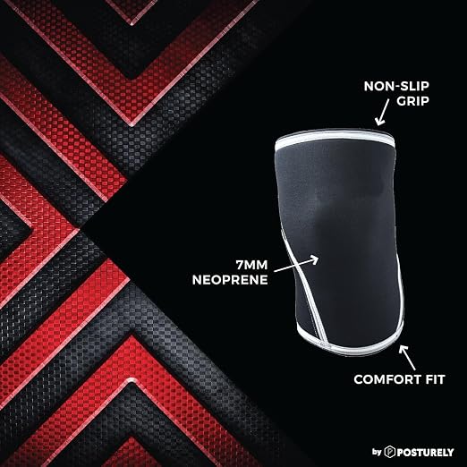Knee Sleeves (1 Pair) 7mm Neoprene Thick Compression Knee Brace Support for Weightlifting, Powerlifting, Squatting & Fitness Training for Women and Men Black (MEDIUM)