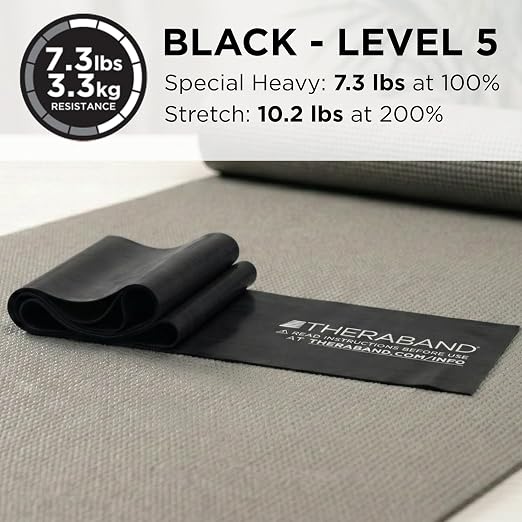 THERABAND Resistance Band, Exercise Workout, Physical Therapy, Black, 6 Ft | THERABAND elastic resistance band for exercise, strength training, physical therapy and at-home workouts