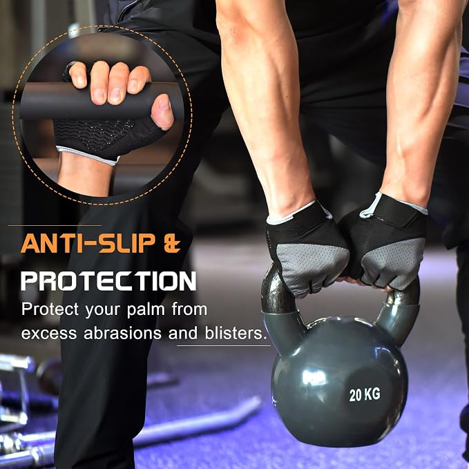 sunnex Workout Gloves for Women - Breathable Weight Lifting Gloves with Non-Slip Silicone Padding, Fingerless Gym Gloves for Cycling, Rowing, Pull Ups & Training (4 Sizes)