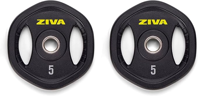 ZIVA 35lb Studio Barbell Weight Set – Adjustable Home Gym Kit with Standard Rubber Urethane Plates, 5' Chrome Bar (1.18" diam) & Collars | Extra Plates Not Included