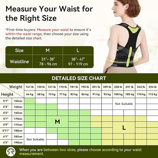 Posture Corrector for Women & Men, Breathable Full Back Brace Support for Hunchback, Adjustable Invisible Shoulder Straightener for Upper & Lower Back Pain Relief, Daily Wear for Office & Home
