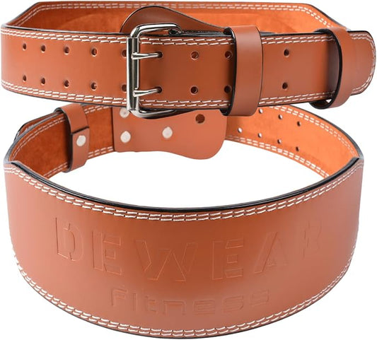 Leather Weight Lifting Belt, 4”& 6”Padded Lumbar Back Support, 10 Adjustable Holes, Gym Weight Belt Ideal for Deadlift, Powerlifting, Bodybuilding and Squat