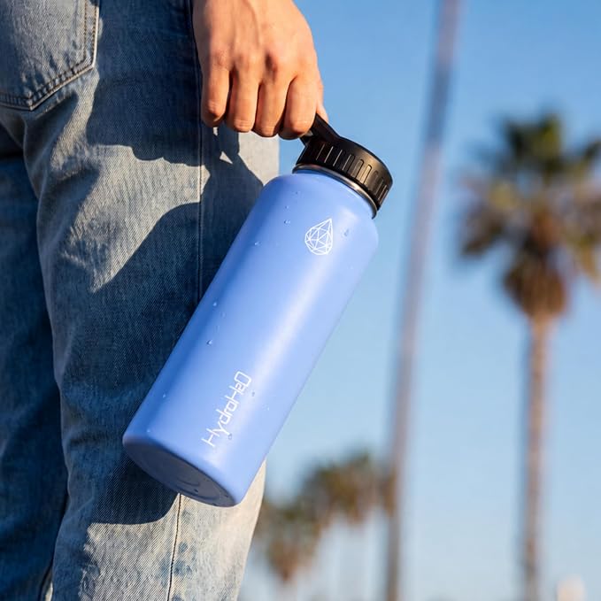 37 oz Insulated Water Bottles with Twist Cap, Keep Cold 24H, Leak-Proof, BPA-Free, Double Wall Stainless Steel Water Flask for Sports, Gym, Travel, and School (Light Blue)